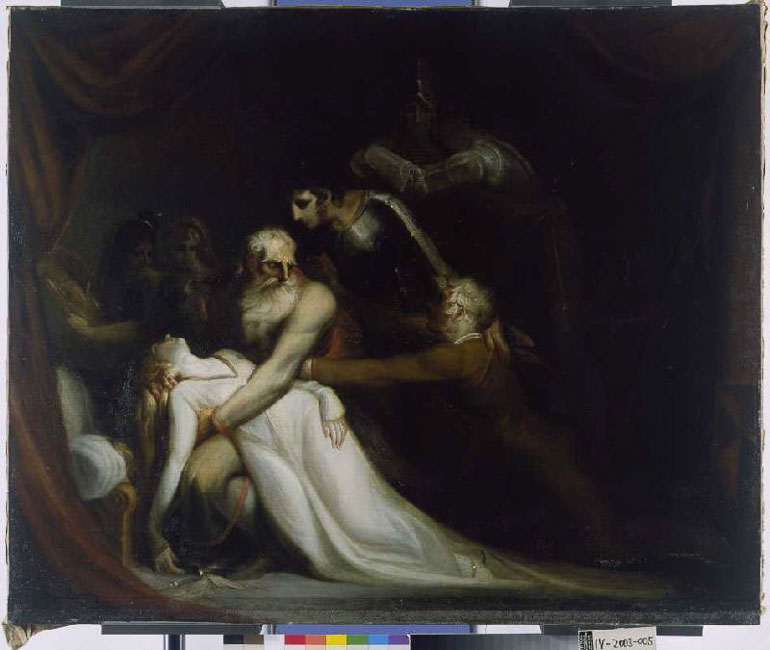 Johann Heinrich Füssli: Der Tod der Cordelia, um 1810/1820, Öl auf Leinwand, 117,1 x 142,6 cm, Freies Deutsches Hochstift / Frankfurter Goethe-Museum