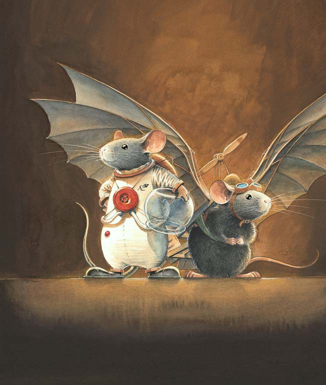 Die beiden abenteuerlustigen Mäuse Louis und Armstrong Armstrong, Lindbergh & Co. Plakatmotiv
©Torben Kuhlmann/NordSüd Verlag