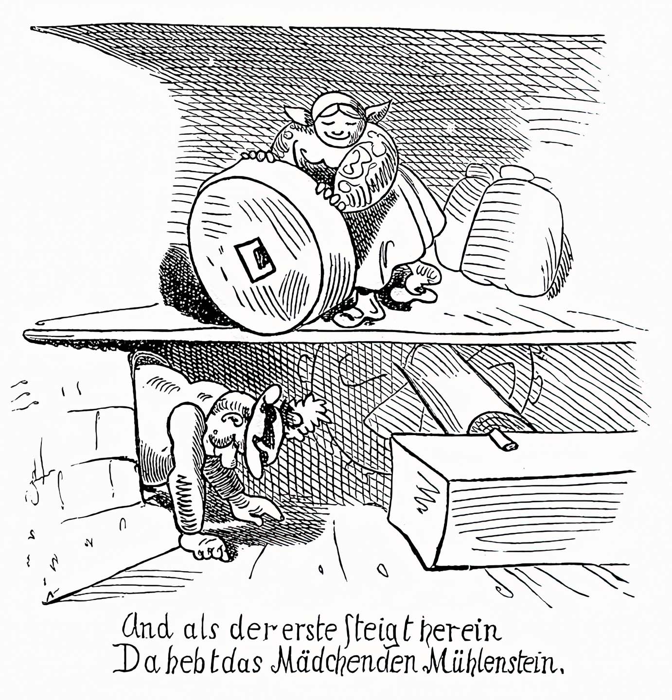 Die Müllerstochter mit dem Mühlenstein