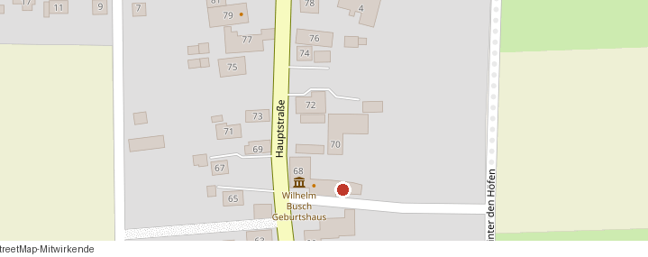 Lageplan: Wilhelm-Busch-Geburtshaus, Hauptstraße 68a in Wiedensahl